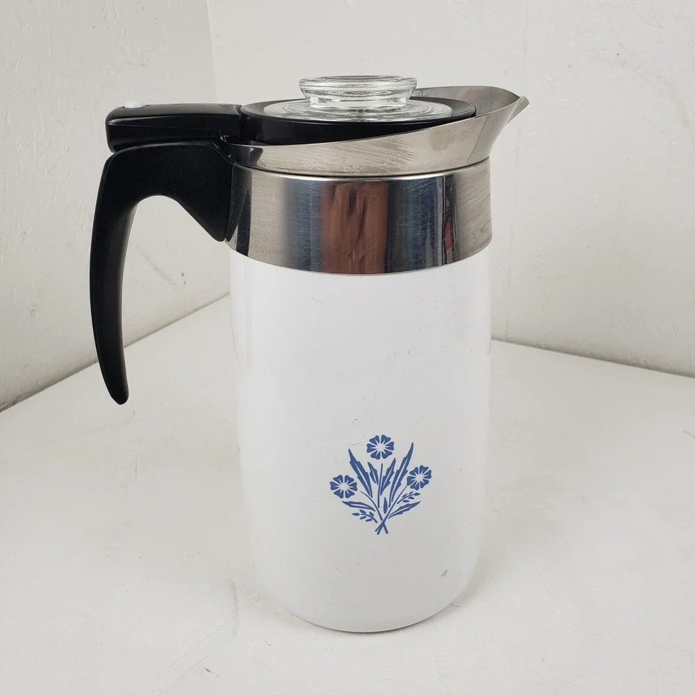 Vintage Corning Ware Blue Cornflower 10 Cup Electric Percolator P-80-EP No Cord